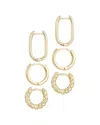 Adornia 14k Gold Plated Set Of 3 Hoop Earrings Set In Gold
