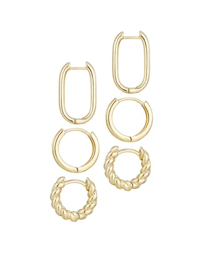 ADORNIA ADORNIA 14K PLATED SET OF 3 HOOP EARRINGS