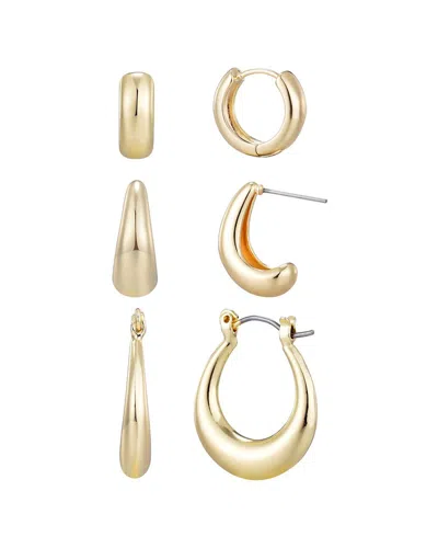 Adornia 14k Gold Plated Set Of 3 Hoop Earrings Set