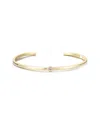Adornia 14k Plated Skinny Cuff With Stone Bracelet In Gold