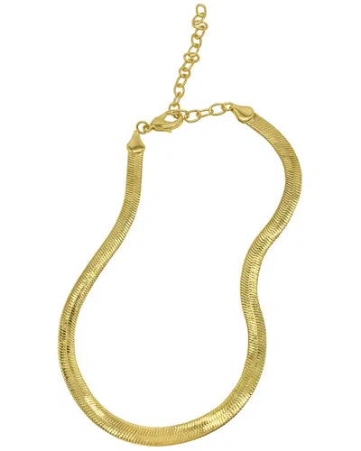 Adornia 14k Plated Water-resistant Herringbone Chain Necklace In Yellow