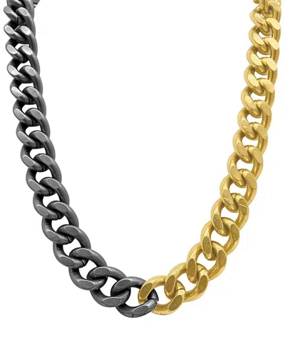 Adornia 14k Plated Water-resistant Mixed Curb Chain Necklace In Multi