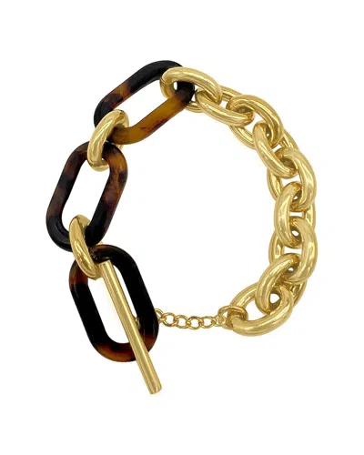 Adornia 14k Plated Water-resistant Tortoise And Cable Chain Bracelet