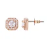 Adornia 14k Rose Gold Cz Halo Square Cushion Stud Earrings In Gold
