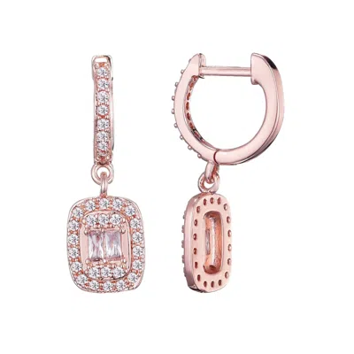 Adornia 14k Rose Gold Plated Asher Cut Halo Cz Huggie Earrings