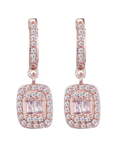 Adornia 14k Rose Gold Plated Asher Cut Halo Huggie Earrings In Pink