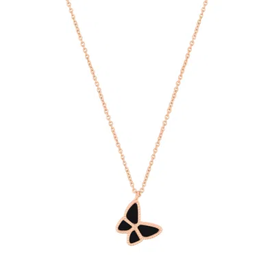 Adornia 14k Rose Gold Plated Black Butterfly Necklace