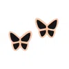 Adornia 14k Rose Gold Plated Black Butterfly Stud Earrings In Black