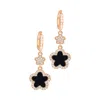 Adornia Gold Cubic Zirconia White Clover Earrings In Black