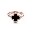 Adornia Rose Gold Cubic Zirconia Black Halo Clover Ring In Pink