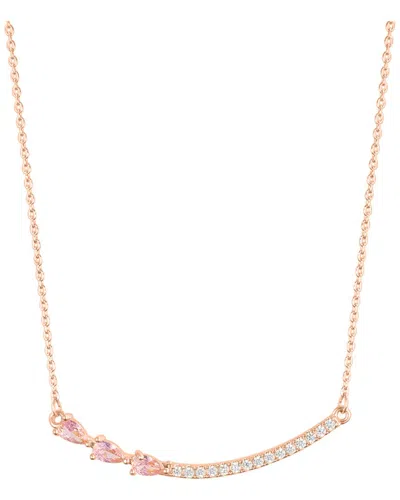 ADORNIA ADORNIA 14K ROSE GOLD PLATED CURVED BAR PEAR NECKLACE