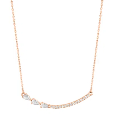 Adornia 14k Rose Gold Plated Curved Bar Pear Necklace In Pink