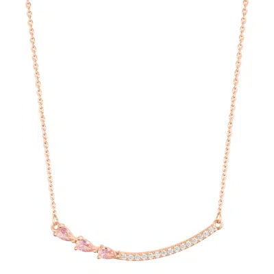 Adornia 14k Rose Gold Plated Curved Bar Pink Pear Necklace