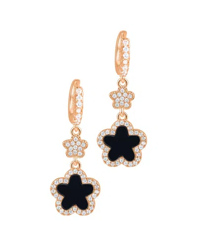 ADORNIA ADORNIA 14K ROSE GOLD PLATED CZ CLOVER EARRINGS