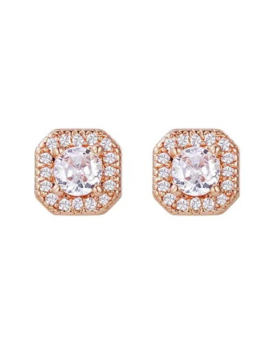 ADORNIA ADORNIA 14K ROSE GOLD PLATED CZ HALO SQUARE CUSHION STUD EARRINGS