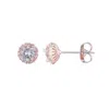 Adornia 14k Rose Gold Plated Halo Cz Stud Earrings In Pink