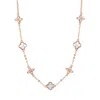 Adornia 14k Rose Gold Plated Mixed Mother Of Pearl And Cz Clover Station Necklace In Gold