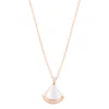 Adornia Rose Gold Adjustable Mother Of Pearl Cubic Zirconia Leaf Pendant Necklace In White