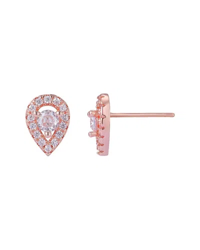 Adornia 14k Rose Gold Plated Pear Cut Halo Crystal Stud Ea