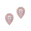 Adornia 14k Rose Gold Plated Pear Cut Halo Crystal Stud Earrings