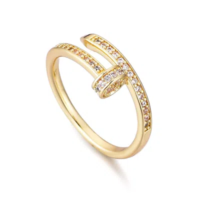 Adornia 14k Yellow Gold Plated Cz Nail Ring