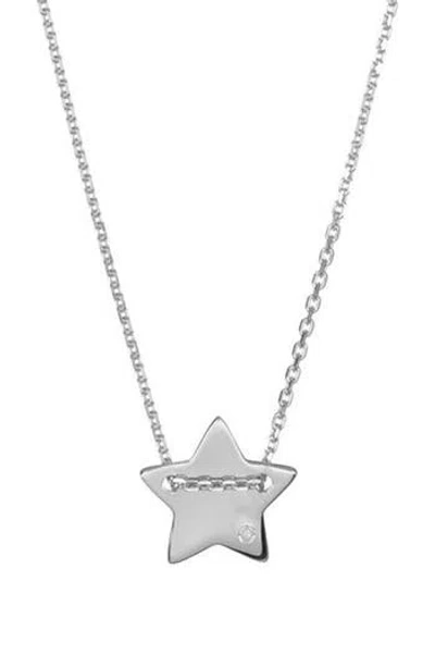 Adornia 14k Yellow Gold Plated Diamond Detail Star Charm Necklace In Silver
