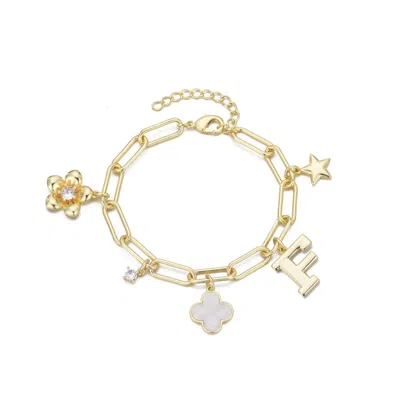 Adornia 14k Yellow Gold Plated Initial Chunky Charm Bracelet