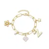 Adornia 14k Yellow Gold Plated Initial Chunky Charm Bracelet In Multi