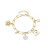 Adornia 14k Yellow Gold Plated Initial Chunky Charm Bracelet In Gold