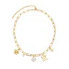 Adornia 14k Yellow Gold Plated Initial Chunky Charm Necklace In Gold
