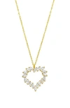 Adornia 14k Yellow Gold Plated Rainbow Cz Heart Pendant Necklace In Gold/clear