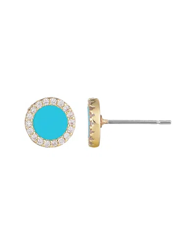 Adornia 14k Yellow Gold Plated Turquoise Circle Cz Halo St