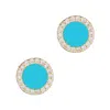 Adornia 14k Yellow Gold Plated Turquoise Circle Cz Halo Stud Earrings