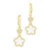 Adornia 14k Yellow Gold Plated White Cz Clover Earrings In White