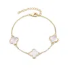 Adornia 14k Yellow Gold Plated White Mother Of Pearl Clover Station Bracelet In Multi