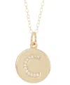 Adornia 18" Chain 14k Gold Plated Disc Necklace With Crystal Engraved Letter Necklace In Gold- C