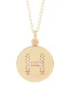 Adornia 18" Chain 14k Gold Plated Disc Necklace With Crystal Engraved Letter Necklace In Gold- H
