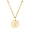 Adornia 18" Chain 14k Gold Plated Disc Necklace With Crystal Engraved Letter Necklace In Gold- J