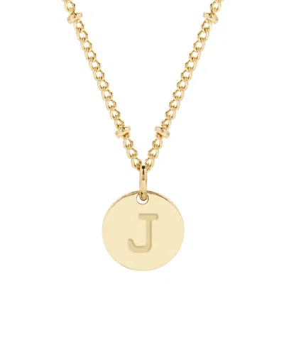 Adornia 18" Chain 14k Gold Plated Disc Necklace With Crystal Engraved Letter Necklace In Gold- J