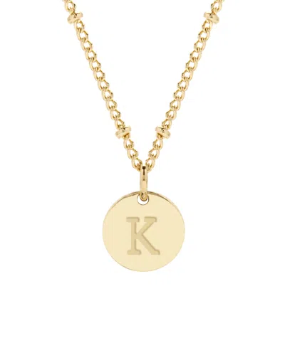 Adornia 18" Chain 14k Gold Plated Disc Necklace With Crystal Engraved Letter Necklace In Gold- K