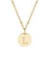 Adornia 18" Chain 14k Gold Plated Disc Necklace With Crystal Engraved Letter Necklace In Gold- L