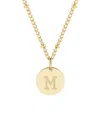 Adornia 18" Chain 14k Gold Plated Disc Necklace With Crystal Engraved Letter Necklace In Gold- M