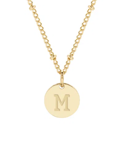 Adornia 18" Chain 14k Gold Plated Disc Necklace With Crystal Engraved Letter Necklace In Gold- M