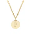 Adornia 18" Chain 14k Gold Plated Disc Necklace With Crystal Engraved Letter Necklace In Gold- P