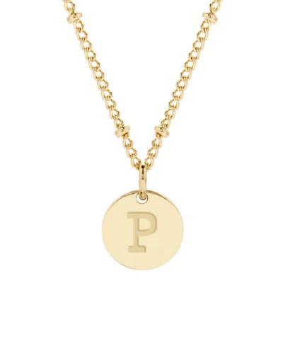 Adornia 18" Chain 14k Gold Plated Disc Necklace With Crystal Engraved Letter Necklace In Gold- P
