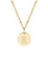 Adornia 18" Chain 14k Gold Plated Disc Necklace With Crystal Engraved Letter Necklace In Gold- R