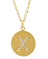 Adornia 18" Chain 14k Gold Plated Disc Necklace With Crystal Engraved Letter Necklace In Gold- X