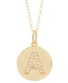 Adornia 18" Chain 14k Gold Plated Disc Necklace With Crystal Engraved Letter Necklace In Gold-a