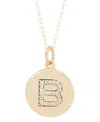 Adornia 18" Chain 14k Gold Plated Disc Necklace With Crystal Engraved Letter Necklace In Gold-b