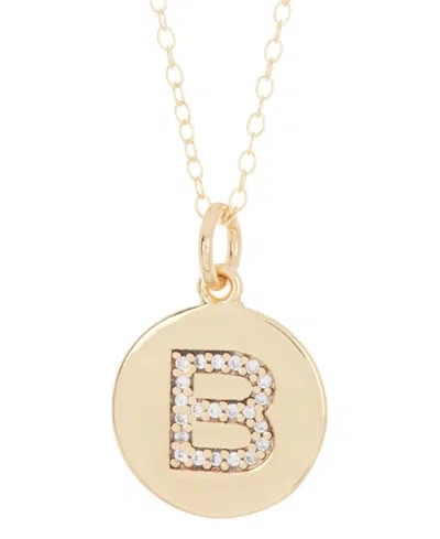 Adornia 18" Chain 14k Gold Plated Disc Necklace With Crystal Engraved Letter Necklace In Gold-b